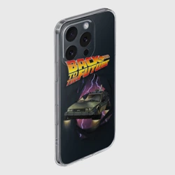 Чехол для iPhone 16 Pro Max силиконовый с защитой камеры Делореан сквозь ткань - фото 2