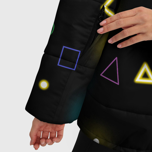 Женская зимняя куртка Oversize Игра в кальмара минимализм, цвет черный - фото 6