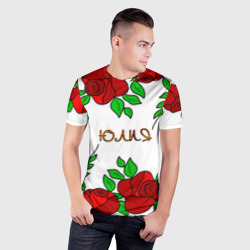 Мужская футболка 3D Slim Юлия в розах - фото 2