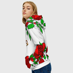 Толстовка с принтом Юлия в розах для женщины, вид на модели спереди №3. Цвет основы: белый
