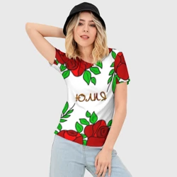 Женская футболка 3D Slim Юлия в розах - фото 2