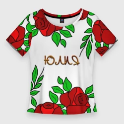 Женская футболка 3D Slim Юлия в розах
