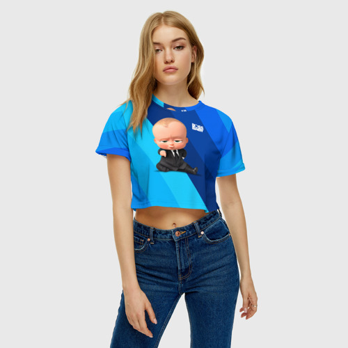 Женская футболка Crop-top 3D Деловой Босс  молокосос , цвет 3D печать - фото 4