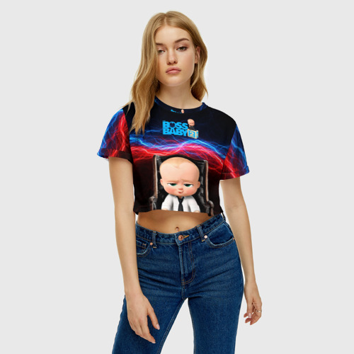 Женская футболка Crop-top 3D Босс      молокосос , цвет 3D печать - фото 3