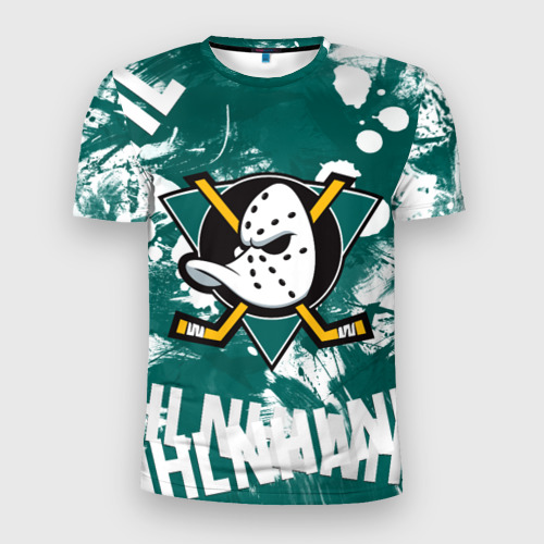 Мужская футболка 3D Slim с принтом Анахайм Дакс | Anaheim Ducks, вид спереди #2