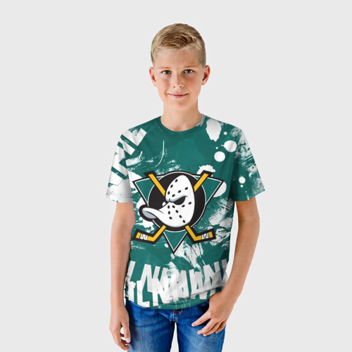 Детская футболка 3D с принтом Анахайм Дакс | Anaheim Ducks, фото на моделе #1