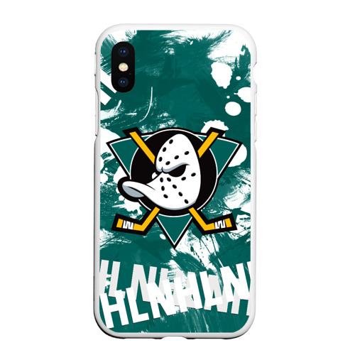 Чехол для iPhone XS Max матовый с принтом Анахайм Дакс Anaheim Ducks, вид спереди №1