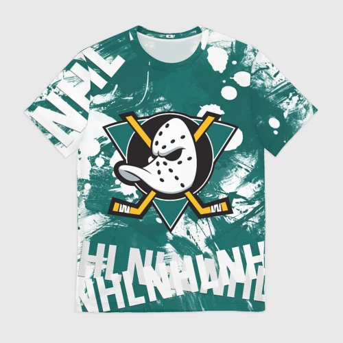 Мужская футболка 3D с принтом Анахайм Дакс Anaheim Ducks, вид спереди #2
