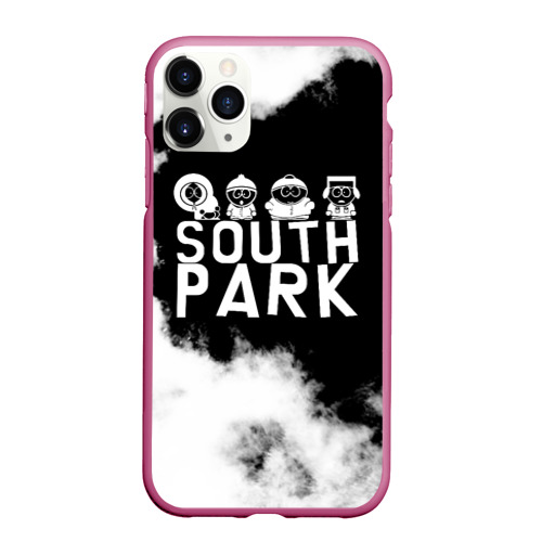Чехол для iPhone 11 Pro матовый с принтом Все пацаны на черном фоне Южный Парк, вид спереди #2