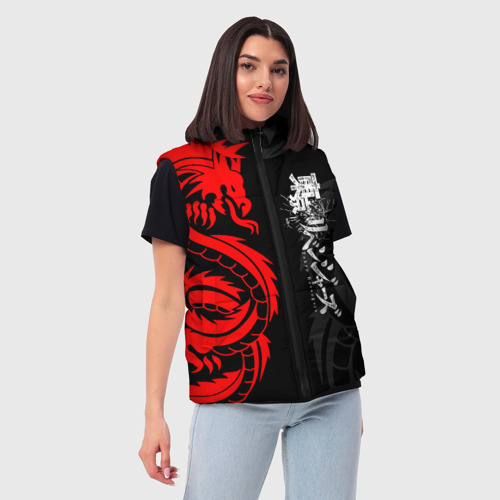 Женский жилет утепленный 3D Аниме Токийские мстители: Красный дракон, цвет черный - фото 3