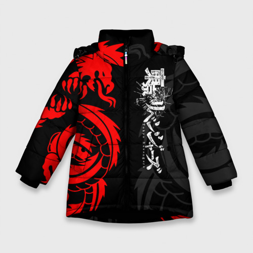 Зимняя куртка для девочек с принтом Аниме Токийские мстители: Красный дракон, вид спереди №1