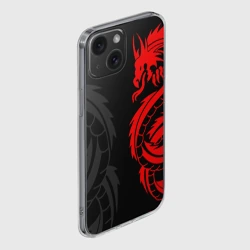 Чехол для iPhone 15 силиконовый с защитой камеры Красный дракон тату red dragon tattoo - фото 2