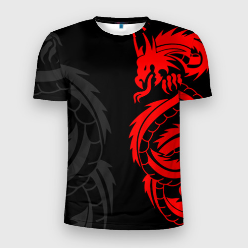 Мужская футболка 3D Slim Красный дракон тату red dragon tattoo, цвет 3D печать