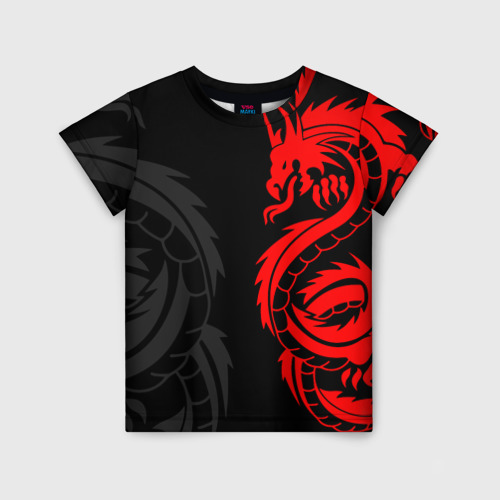 Детская футболка 3D Красный дракон тату red dragon tattoo, цвет 3D печать