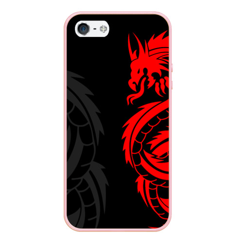 Чехол для iPhone 5/5S матовый Красный дракон тату red dragon tattoo, цвет светло-розовый