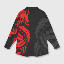 Рубашка с принтом Красный дракон тату red dragon tattoo для любого человека, вид сзади №1. Цвет основы: белый