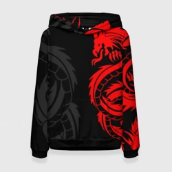 Женская толстовка 3D Красный дракон тату red dragon tattoo