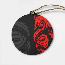 Деревянная игрушка круг Красный дракон тату red dragon tattoo