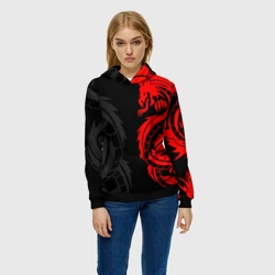 Женская толстовка 3D Красный дракон тату red dragon tattoo - фото 2