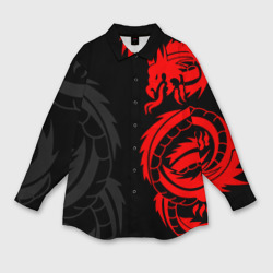 Мужская рубашка oversize 3D Красный дракон тату red dragon tattoo
