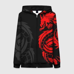 Женская толстовка 3D на молнии Красный дракон тату red dragon tattoo