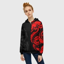 Женская толстовка 3D на молнии Красный дракон тату red dragon tattoo - фото 2