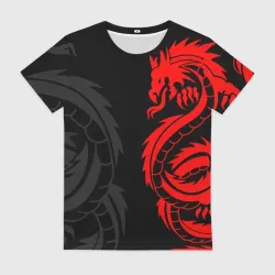 Женская футболка 3D Красный дракон тату red dragon tattoo