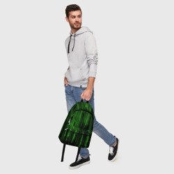 Рюкзак с принтом Матрица двоичный код для любого человека, вид спереди №5. Цвет основы: белый