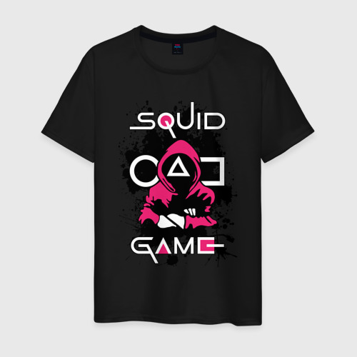 Мужская футболка хлопок с принтом Squid game guard killer, вид спереди #2