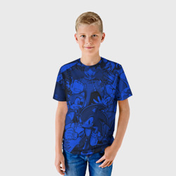 Детская футболка 3D Sonic blue pattern синий ёж - фото 2