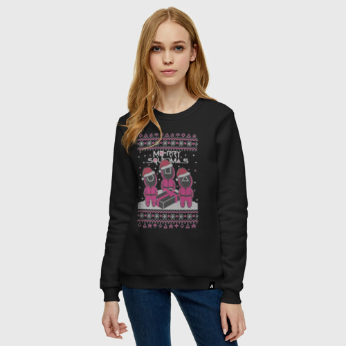 Женский свитшот хлопок  Sweater Squidmas, цвет черный - фото 3