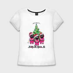 Женская футболка хлопок Slim Guardians Merry squidmas