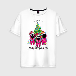 Женская футболка хлопок Oversize Guardians Merry squidmas