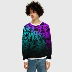 Мужской свитшот 3D Неоновое граффити neon - фото 2