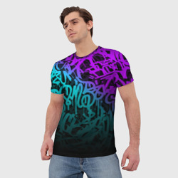 Мужская футболка 3D Неоновое граффити neon - фото 2