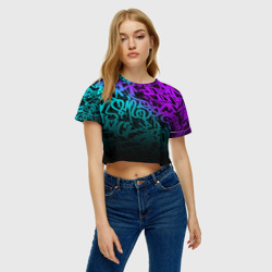 Женская футболка Crop-top 3D Неоновое граффити neon - фото 2