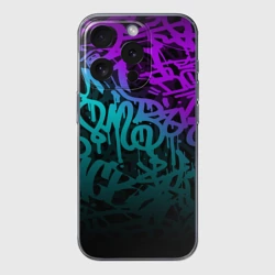 Чехол для iPhone 15 Pro Max силиконовый с защитой камеры Неоновое граффити neon