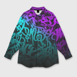 Мужская рубашка oversize 3D Неоновое граффити neon