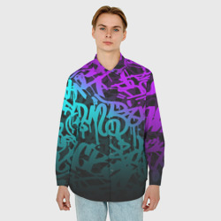 Мужская рубашка oversize 3D Неоновое граффити neon - фото 2