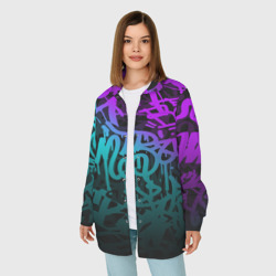 Женская рубашка oversize 3D Неоновое граффити neon - фото 2