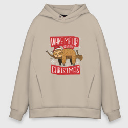 Мужское худи Oversize хлопок Wake me up when it's Christmas