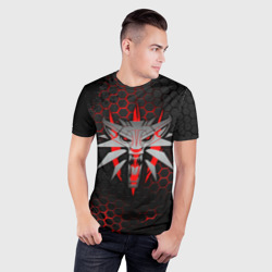 Мужская футболка 3D Slim Стальной Ведьмак эмблема волка когти - фото 2