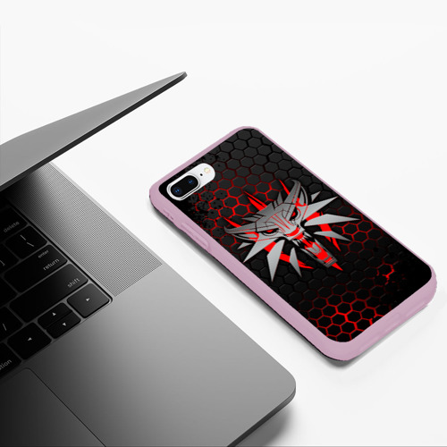 Чехол для iPhone 7Plus/8 Plus матовый Стальной Ведьмак эмблема волка когти, цвет розовый - фото 5