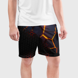 Мужские шорты спортивные 3D разлом и стальная броня популярные текстуры - фото 2