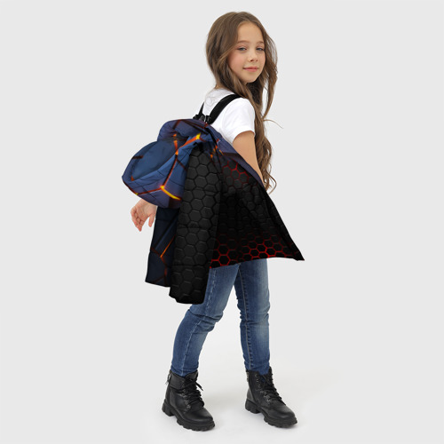 Зимняя куртка для девочек 3D 3D разлом и стальная броня популярные текстуры, цвет красный - фото 6