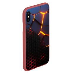 Чехол для iPhone XS Max матовый 3D разлом и стальная броня популярные текстуры - фото 2