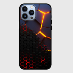 Чехол для iPhone 13 Pro Max 3D разлом и стальная броня популярные текстуры