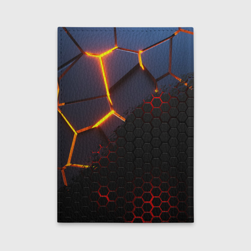 Обложка для автодокументов 3D разлом и стальная броня популярные текстуры, цвет оранжевый - фото 2