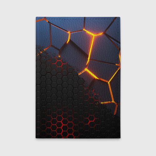 Обложка для автодокументов 3D разлом и стальная броня популярные текстуры, цвет оранжевый