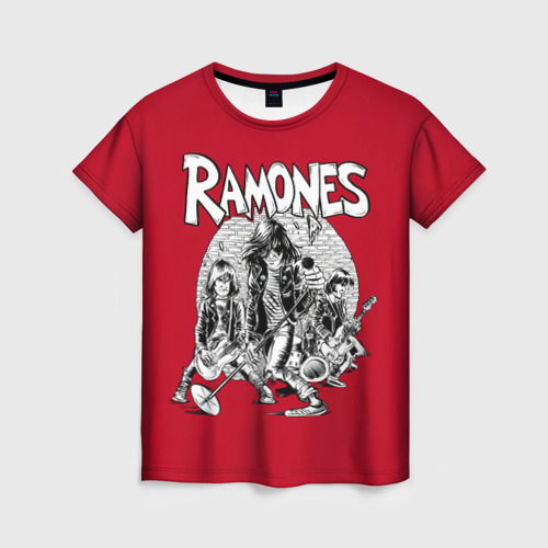 Женская футболка 3D с принтом BW Ramones, вид спереди #2